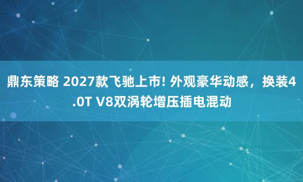 鼎东策略 2027款飞驰上市! 外观豪华动感，换装4.0T V8双涡轮增压插电混动